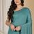 Turquoise fancy cotton handloom saree with blouse piece for women