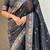 Black soft silk baluchari zari meena weaving saree with matching blouse piece