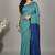 Turquoise fancy cotton handloom saree with blouse piece for women