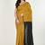 Mustered & Black fancy cotton handloom saree with blouse piece for women