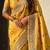 Yellow soft silk baluchari zari meena weaving saree with matching blouse piece
