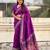 Purple soft silk baluchari zari meena weaving saree with matching blouse piece