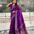 Purple soft silk baluchari zari meena weaving saree with matching blouse piece