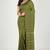 Green fancy cotton handloom saree with blouse piece for women