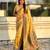 Yellow soft silk baluchari zari meena weaving saree with matching blouse piece