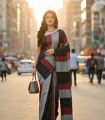 Multicolor fancy cotton handloom saree with blouse piece for women