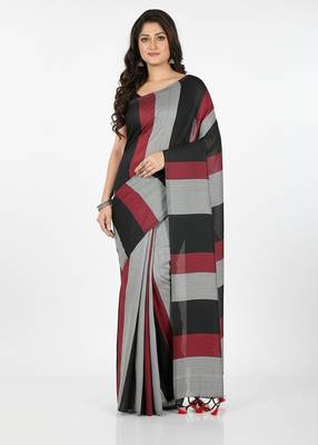 Multicolor fancy cotton handloom saree with blouse piece for women 4