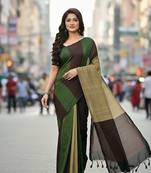 Multicolor fancy cotton handloom saree with blouse piece for women