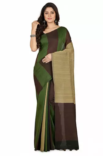 Multicolor fancy cotton handloom saree with blouse piece for women