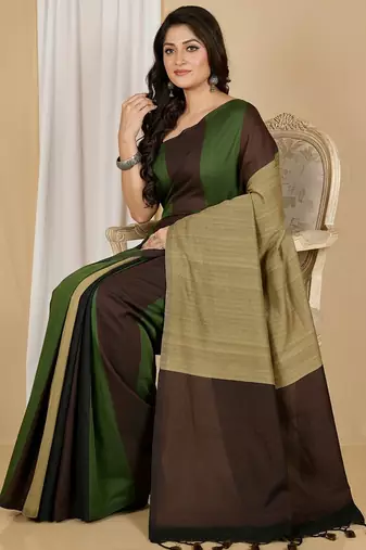 Multicolor fancy cotton handloom saree with blouse piece for women