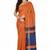 Orange & blue fancy cotton handloom saree with blouse piece for women