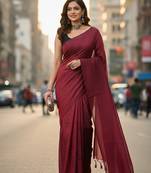 Red fancy cotton handloom saree with blouse piece for women