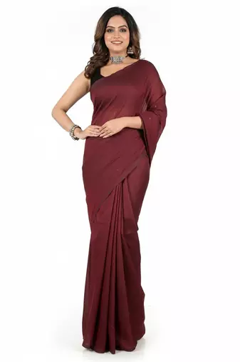 Red fancy cotton handloom saree with blouse piece for women