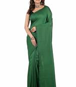Green fancy cotton handloom saree with blouse piece for women