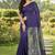 Purple fancy cotton handloom saree with blouse piece for women