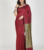 Red fancy cotton handloom saree with blouse piece for women