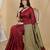 Red fancy cotton handloom saree with blouse piece for women