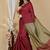 Red fancy cotton handloom saree with blouse piece for women