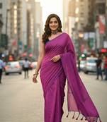 Red & pink fancy cotton handloom saree with blouse piece for women