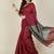 Red fancy cotton handloom saree with blouse piece for women