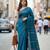 Teal fancy cotton handloom saree with blouse piece for women