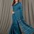 Teal fancy cotton handloom saree with blouse piece for women
