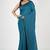 Teal fancy cotton handloom saree with blouse piece for women