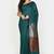 Teal fancy cotton handloom saree with blouse piece for women