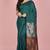 Teal fancy cotton handloom saree with blouse piece for women