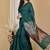 Teal fancy cotton handloom saree with blouse piece for women