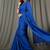 Blue fancy cotton handloom saree with blouse piece for women