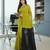 Yellow & black fancy cotton handloom saree with blouse piece for women