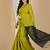 Yellow & black fancy cotton handloom saree with blouse piece for women