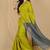Yellow & grey fancy cotton handloom saree with blouse piece for women