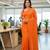Orange fancy cotton handloom saree with blouse piece for women