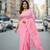 Pink fancy cotton handloom saree with blouse piece for women
