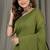 Green fancy cotton handloom saree with blouse piece for women