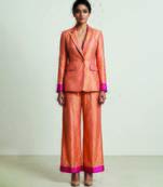 Peach woven silk co ord set