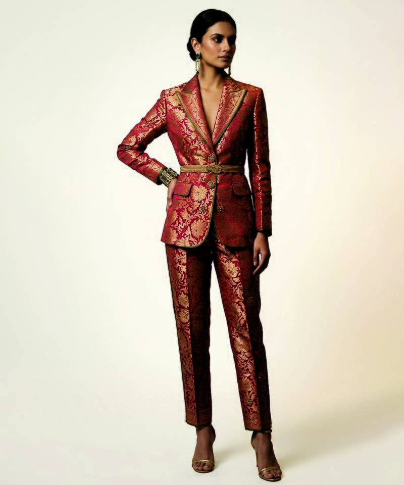 Pink woven brocade co ord set