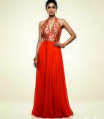 Orange embroidered brocade co ord set