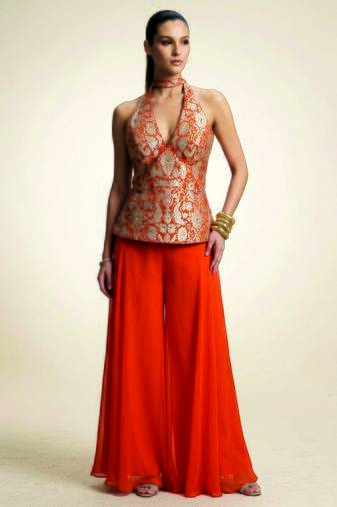 Orange embroidered brocade co ord set