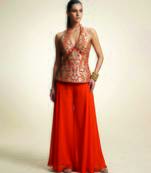 Orange embroidered brocade co ord set