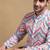 Men pink viscose rayon chevron printed straight kurta with trousers