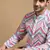 Men pink viscose rayon chevron printed straight kurta with trousers