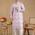 Men pink viscose rayon chevron printed straight kurta with trousers