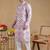 Men pink viscose rayon chevron printed straight kurta with trousers