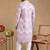 Men pink viscose rayon chevron printed straight kurta with trousers
