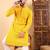 Men yellow viscose rayon solid embroidered straight kurta with trousers