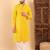 Men yellow viscose rayon solid embroidered straight kurta with trousers