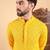 Men yellow viscose rayon solid embroidered straight kurta with trousers